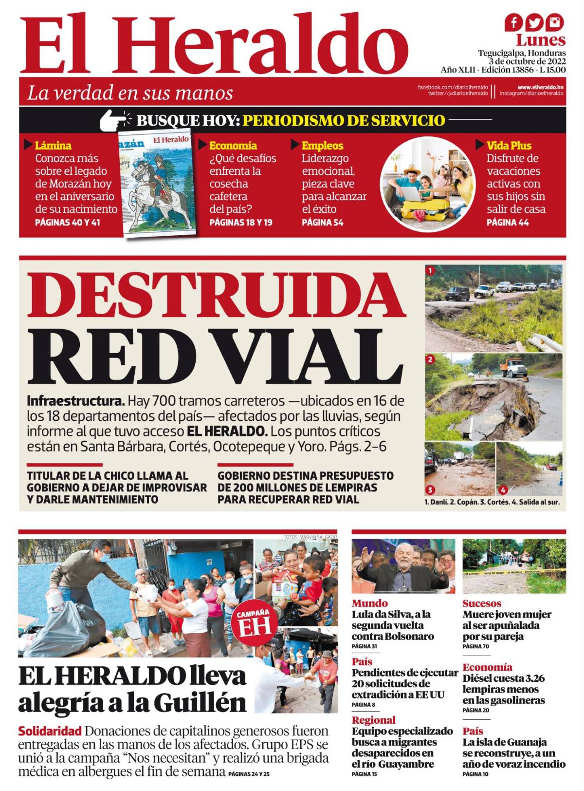 Destruida red vial