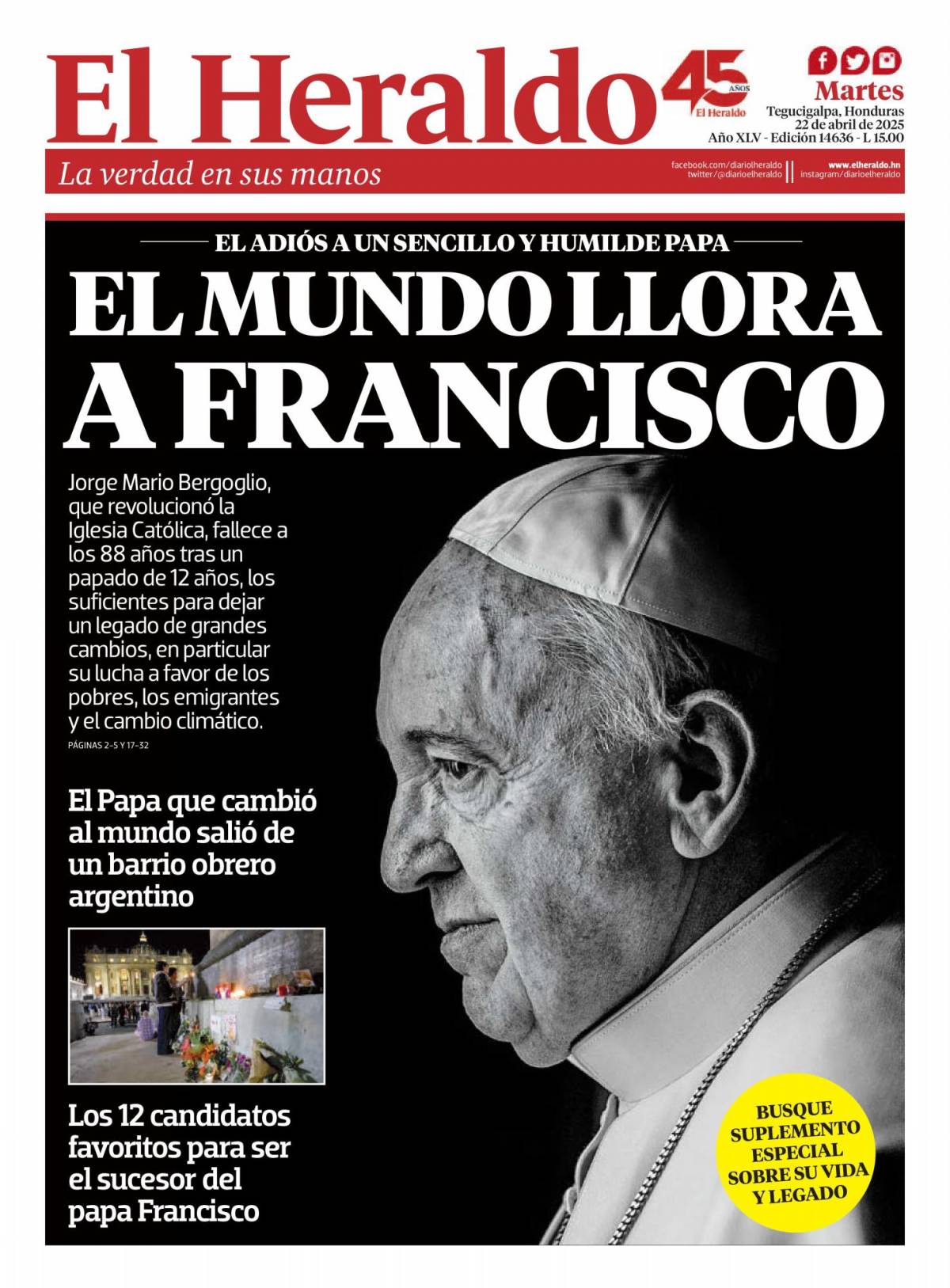 El mundo llora a Francisco