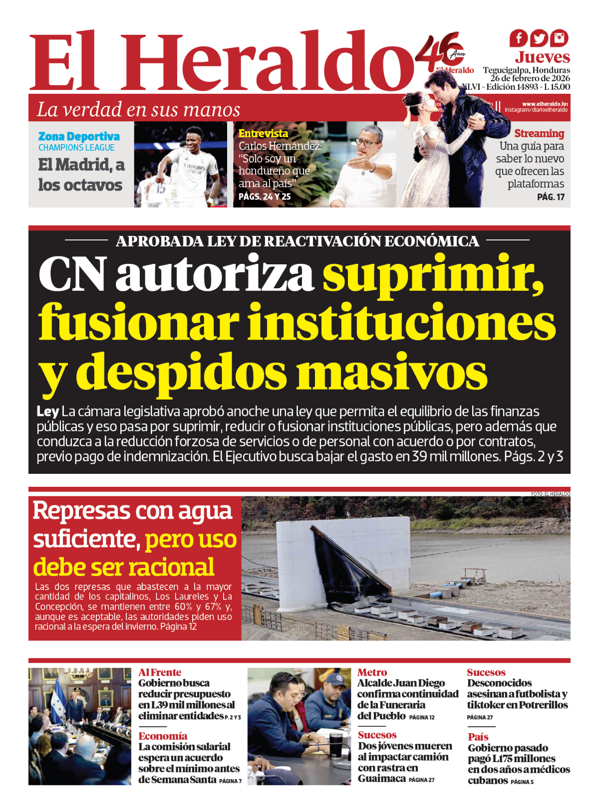CN autoriza suprimir, fusionar instituciones y despidos masivos
