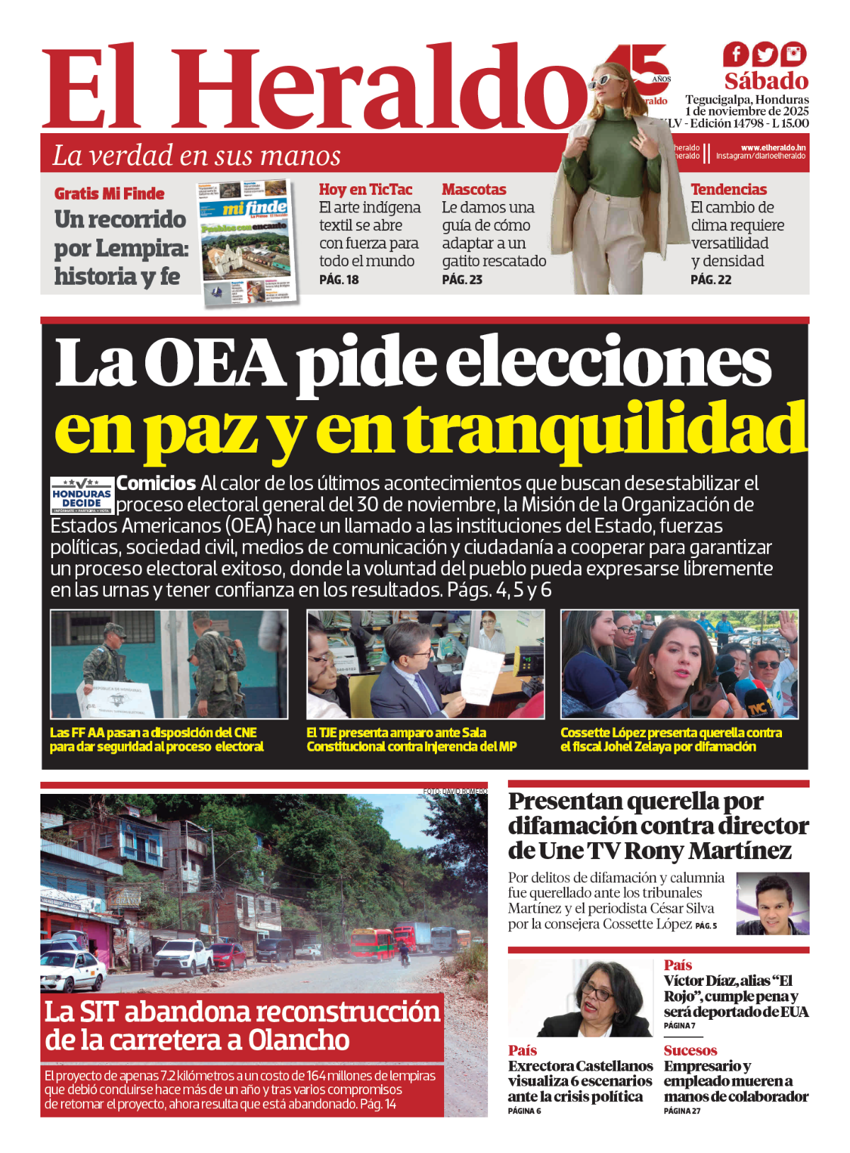 La OEA pide elecciones en paz y en tranquilidad