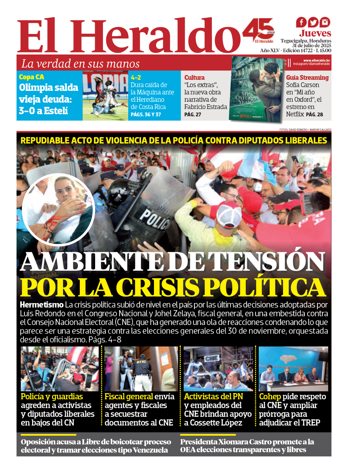 Ambiente de tensión por la crisis política