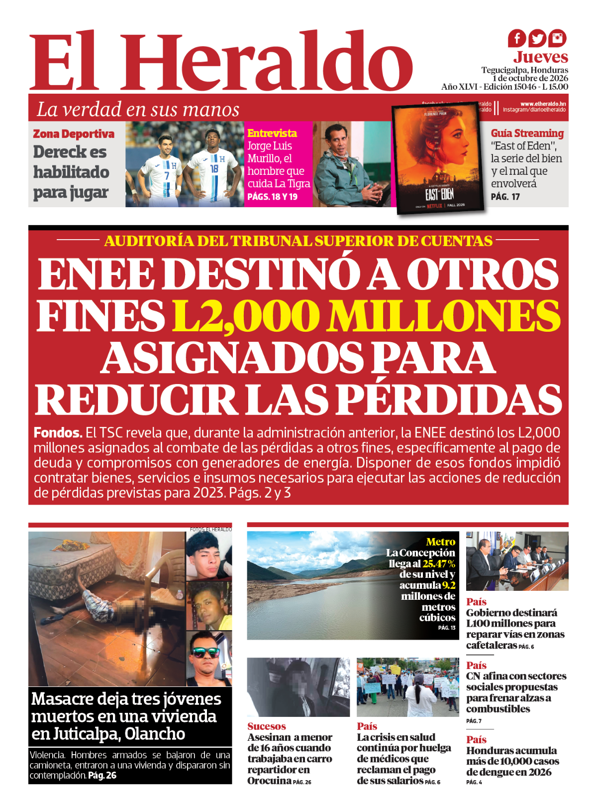 ENEE destinó a otros fines L2,000 millones asignados para reducir las pérdidas