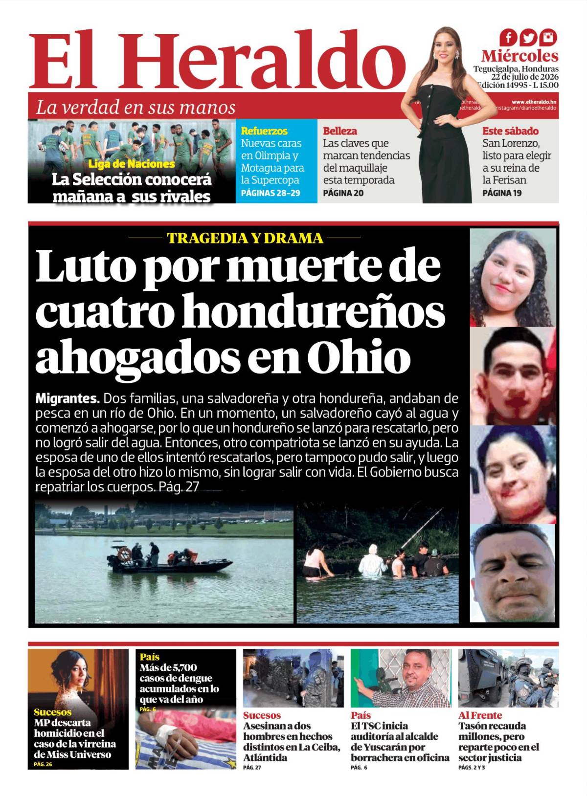Luto por muerte de cuatro hondureños ahogados en Ohio
