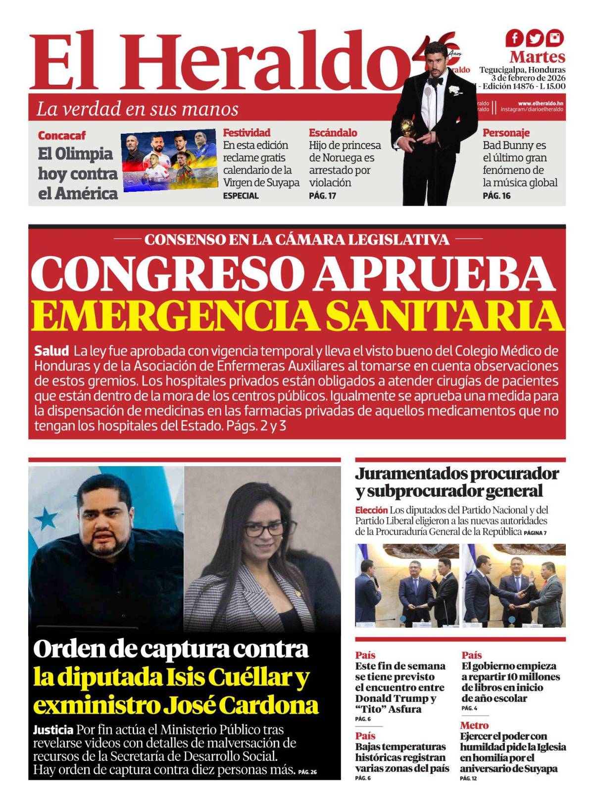Congreso aprueba emergencia sanitaria