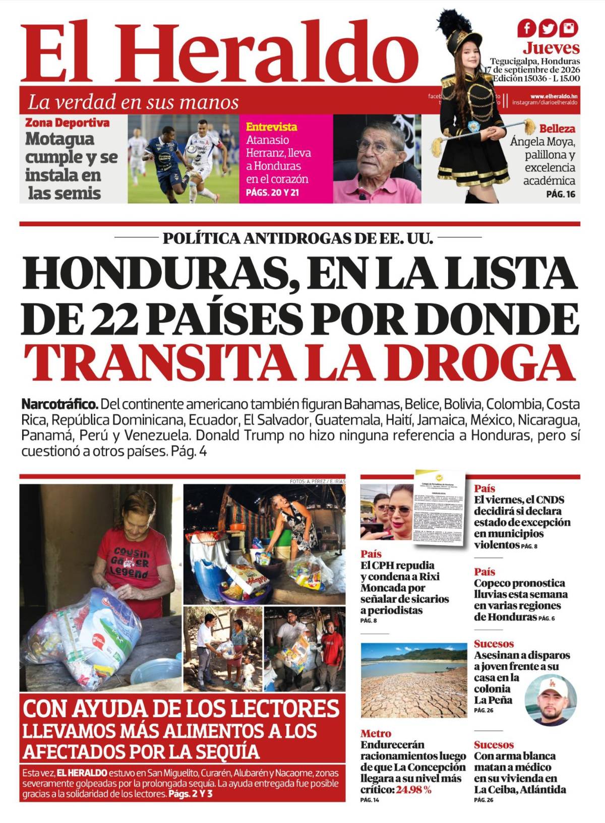 Honduras, en la lista de 22 países por donde transita la droga