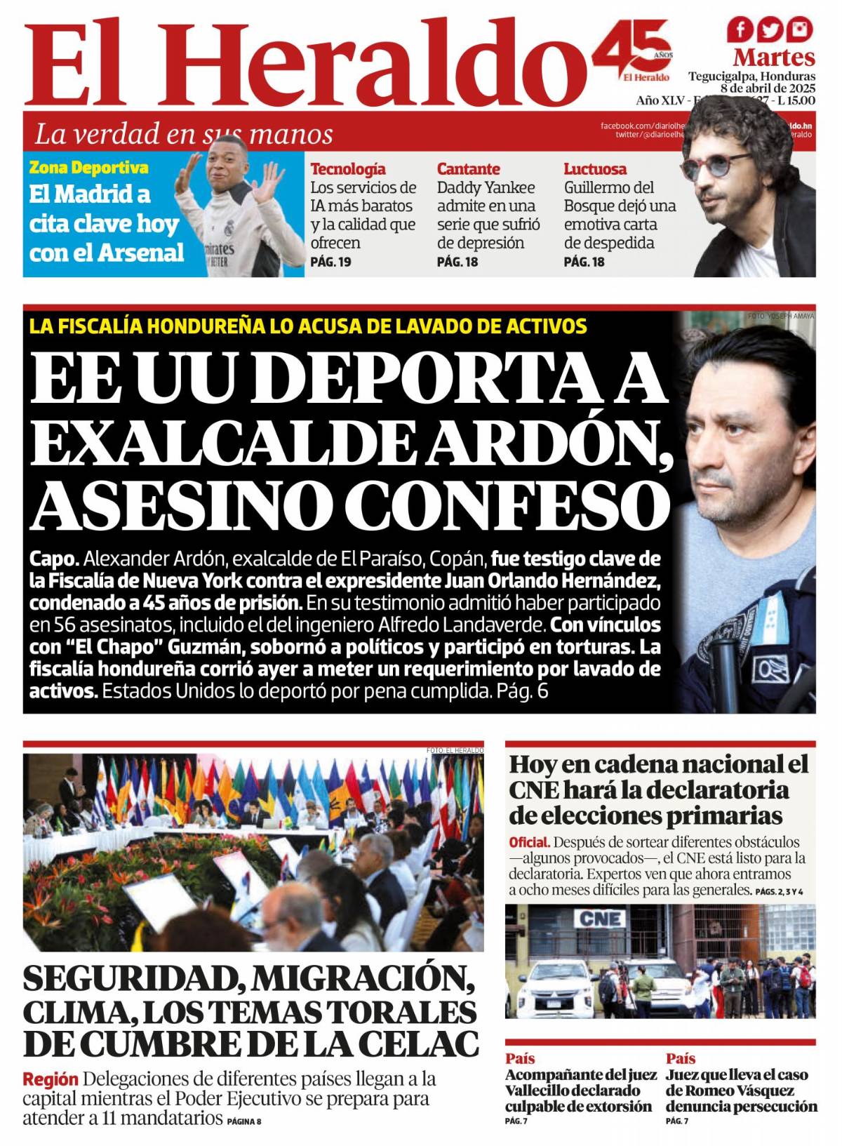 EE UU deporta a exalcalde Ardón, asesino confeso