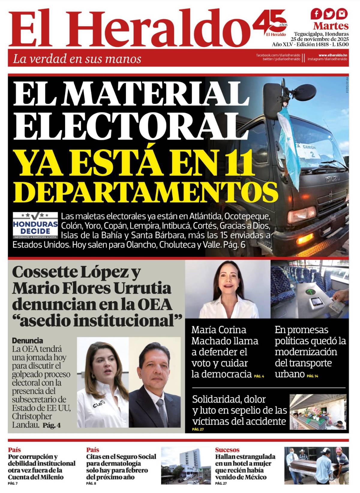 El material electoral ya está en 11 departamentos