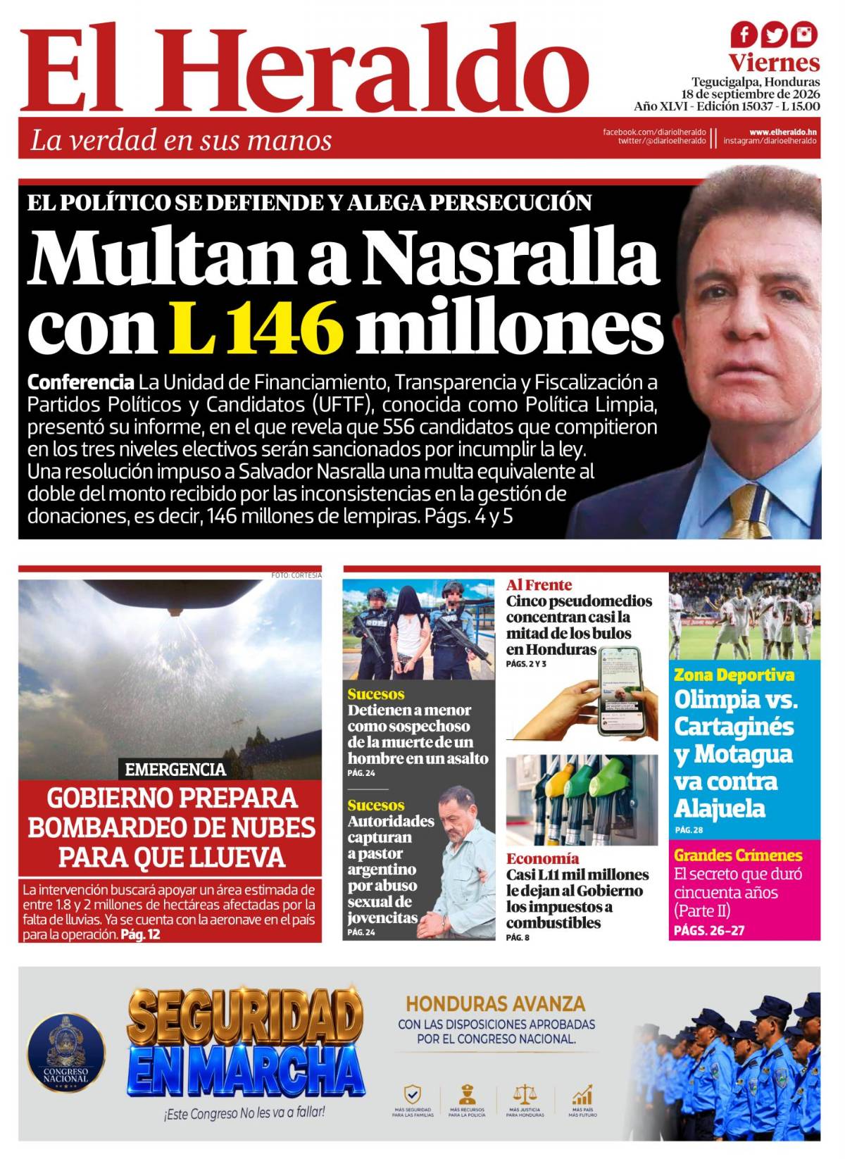 Multan a Nasralla con L146 millones