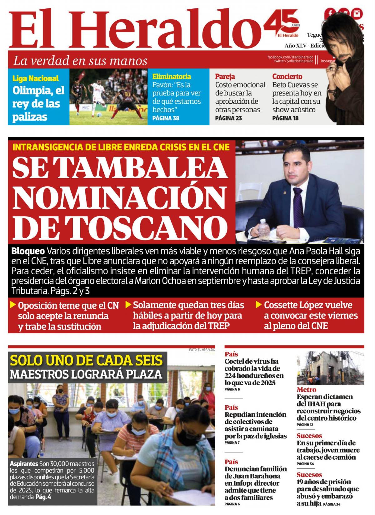 Se tambalea nominación de Toscano
