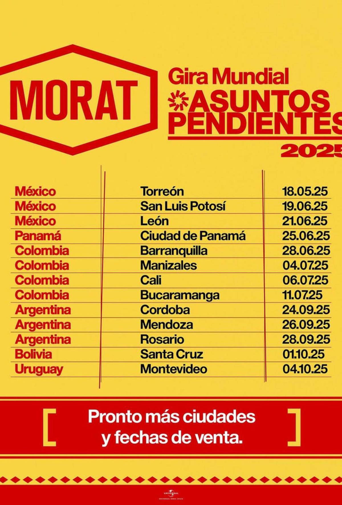 Morat revela fechas de su gira mundial Asuntos pendientes: ¿incluye Honduras?