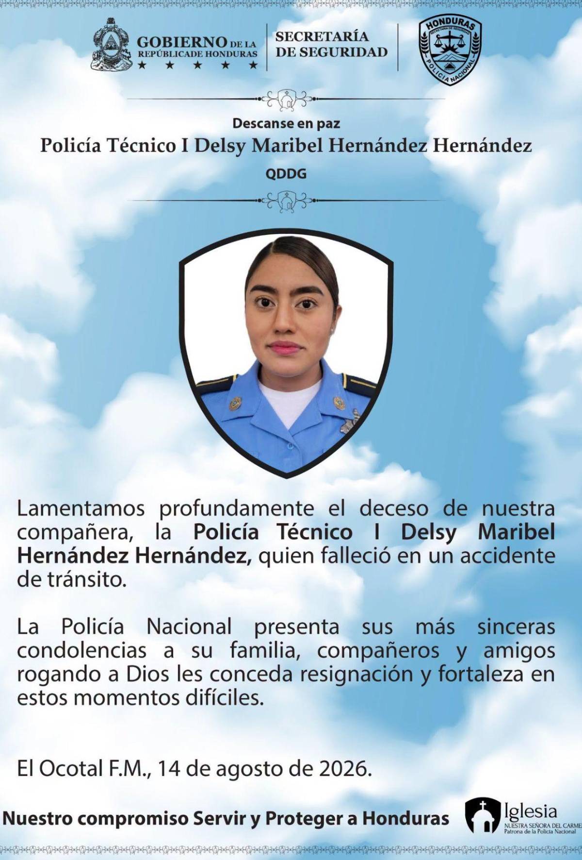 Se precipitó hacia una hondonada: Delsy Hernández, policía que murió en peligrosa curva en Yoro