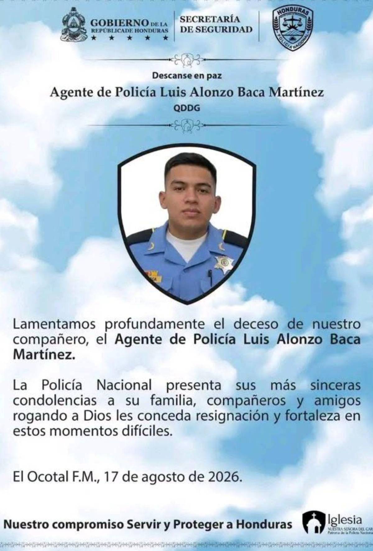 Por dar jalón le quitaron la vida: crimen del policía Luis Baca Martínez en Choluteca