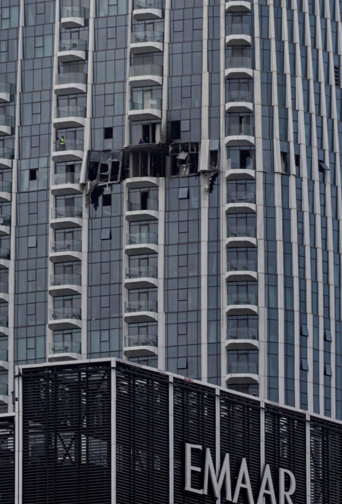 Los destrozos que han dejando los ataques con drones en rascacielos de Dubái