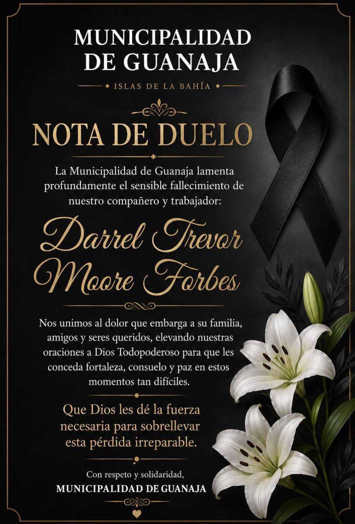 Su familia pide justicia: ¿Cómo le quitaron la vida a Darrel Moore en Guanaja, jefe de la Policía Municipal?