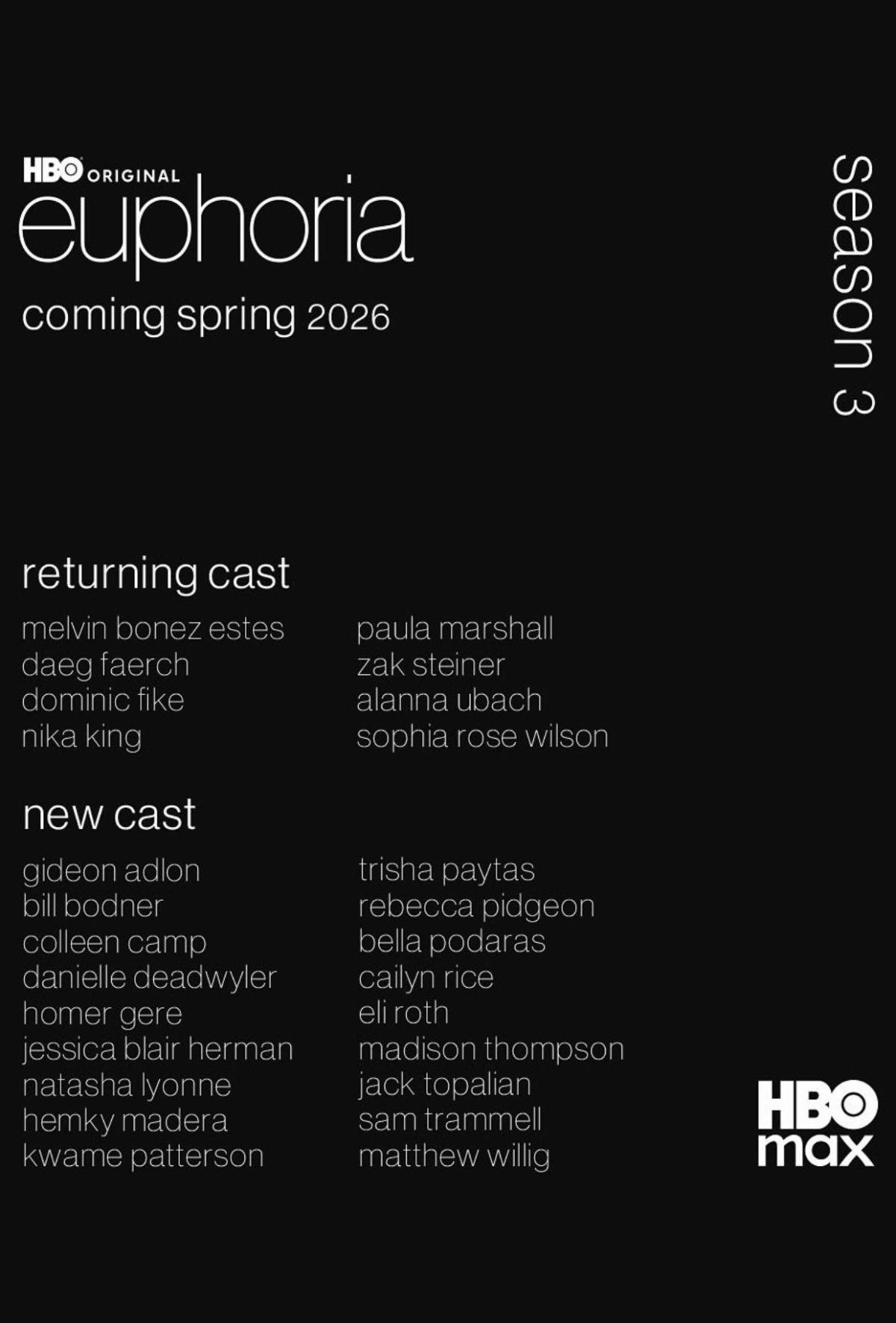 Euphoria regresa a HBO: Revelan fecha de estreno de la tercera temporada