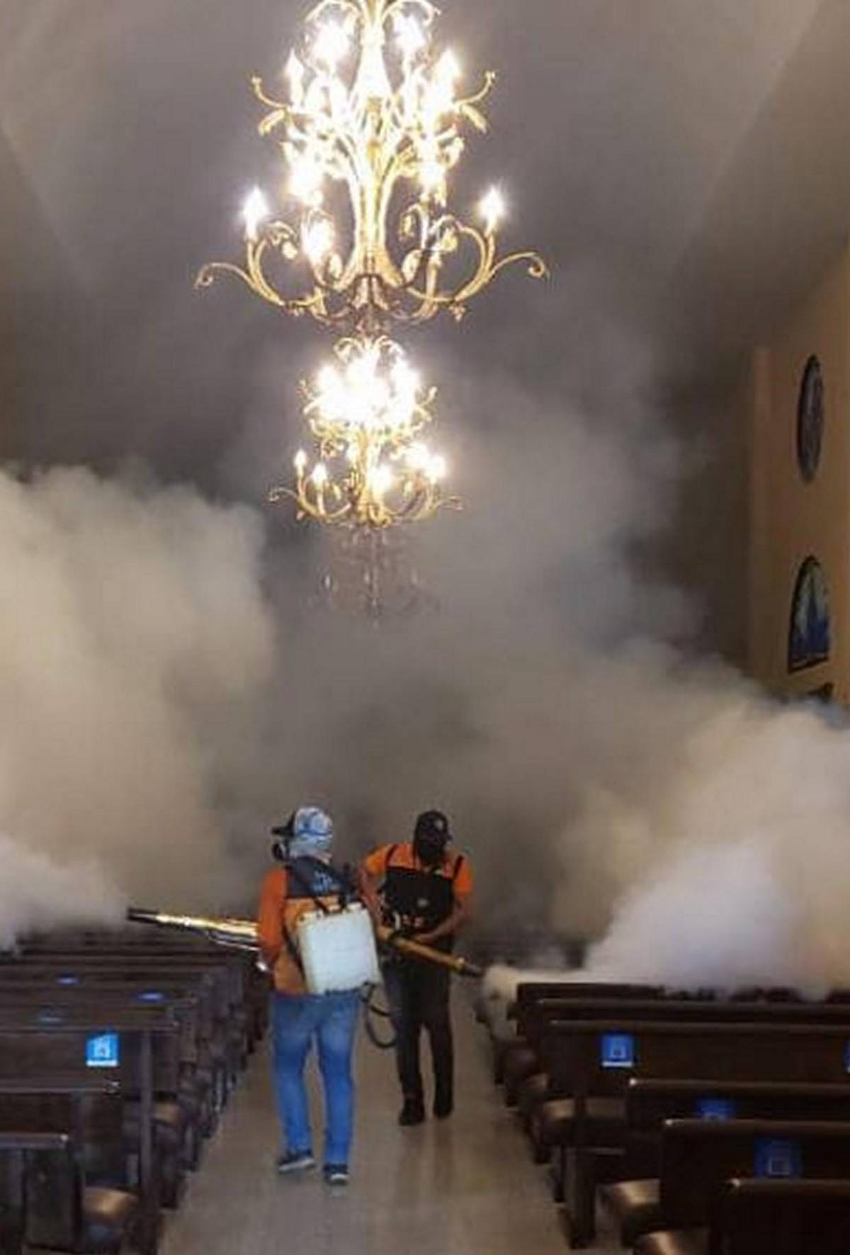 Fumigan la Basílica de Suyapa y alrededores previo a la Alborada