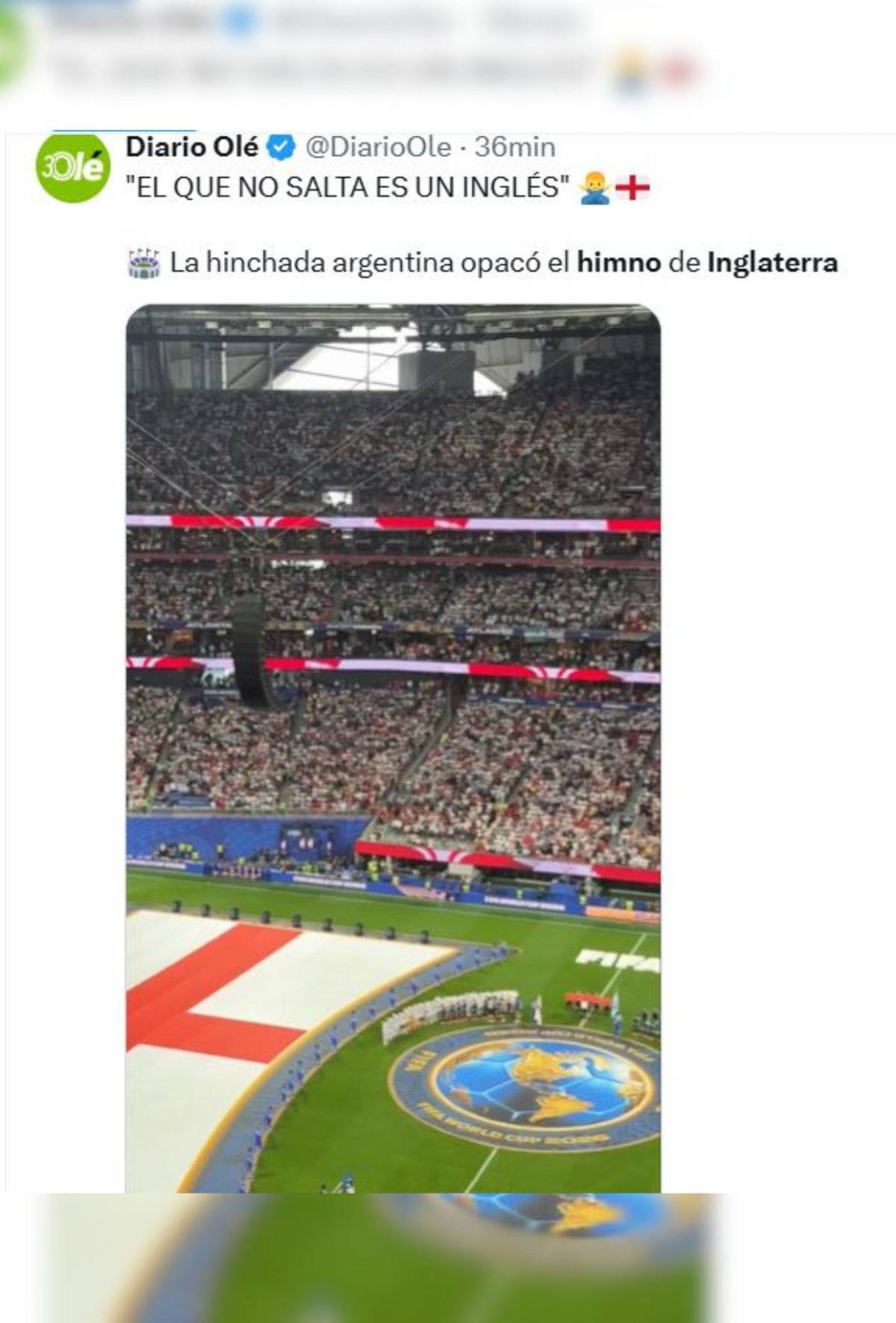 Polémica en la previa: el irrespeto de la afición de Argentina al himno de Inglaterra