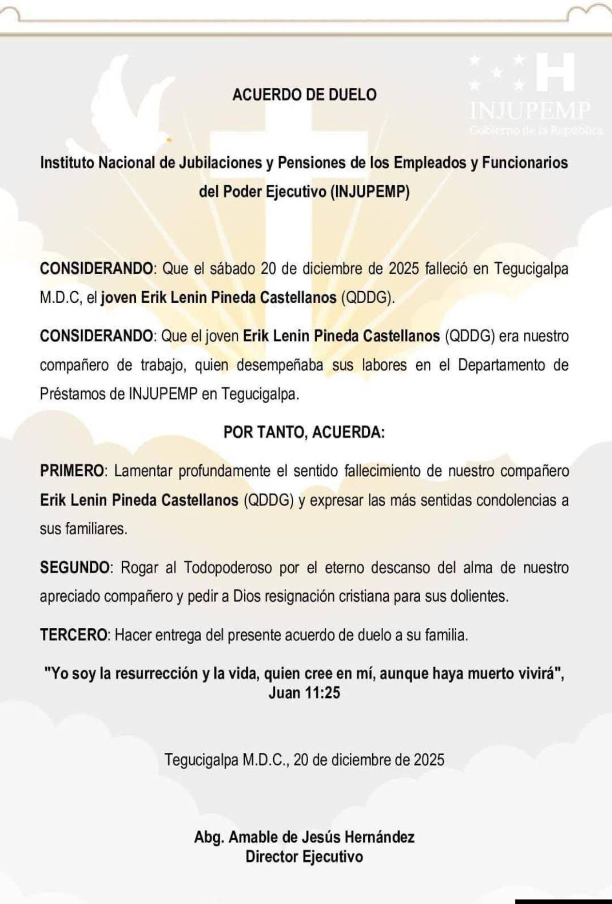 Muere empleado del Injupemp cuando volvía de cena navideña: sufrió accidente en Tegucigalpa