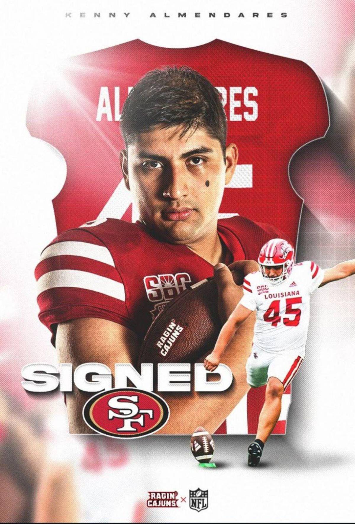Kenny Almendares, el hondureño que firmó con los 49ers de la NFL