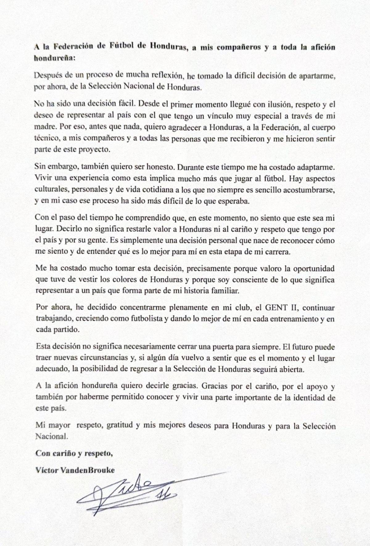 ¿Quién es Victor Vandenbroucke, jugador que renunció a la Selección de Honduras?