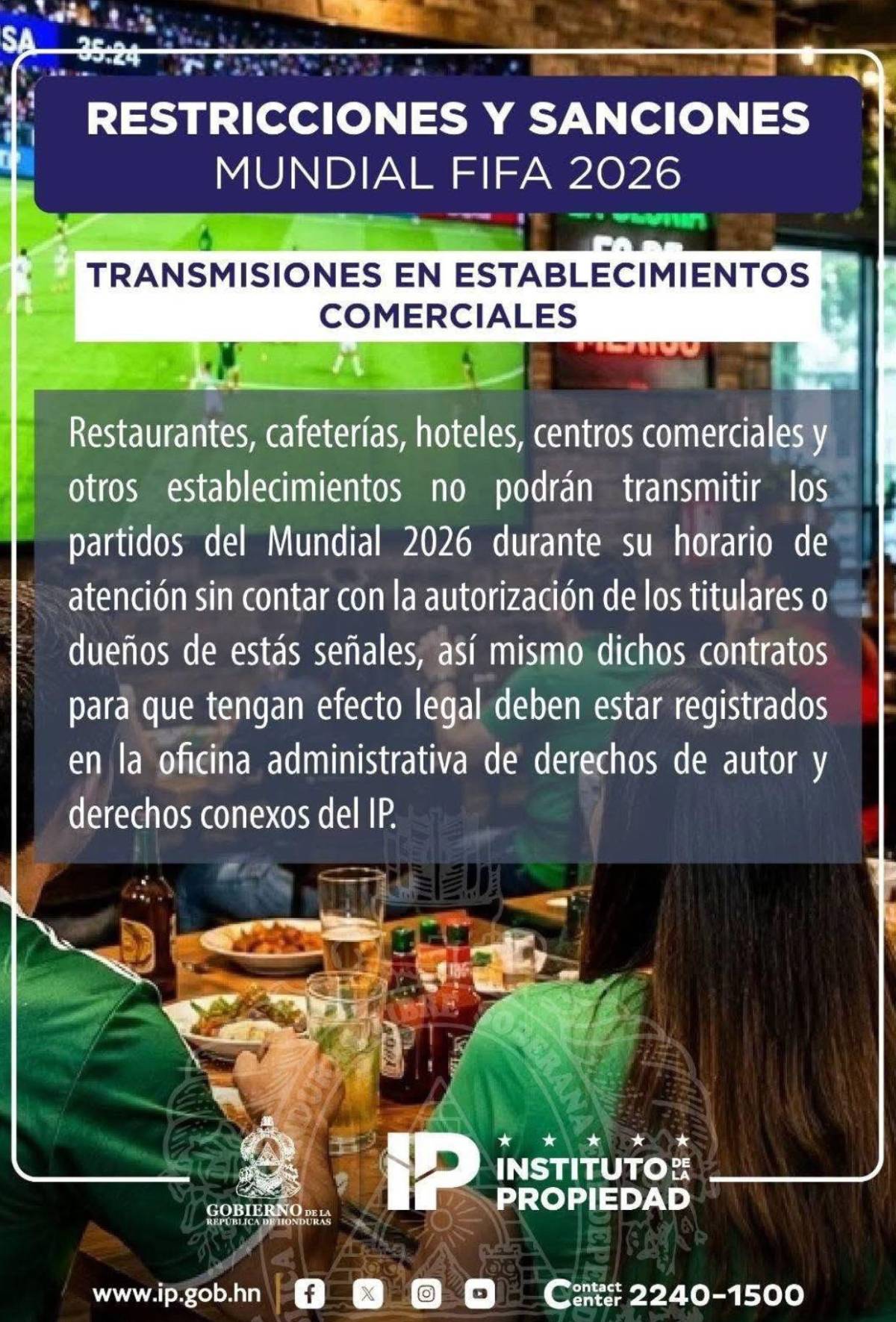 ¿Qué multas aplicará el IP a negocios y personas que transmitan el Mundial sin autorización?