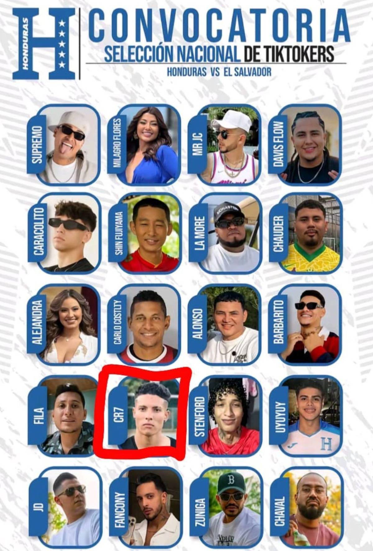 ¿Por qué el CR7 catracho no estará en el juego de tiktokers entre Honduras y El Salvador?