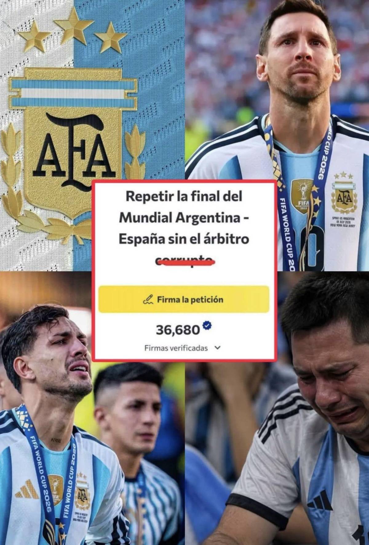 Inaudito: recolectan firmas en Argentina para repetir la final del Mundial vs España