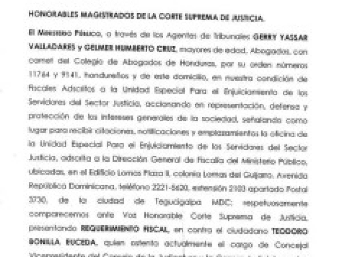 Teodoro Bonilla pidió a jueza mantener sobreseimientos de parientes