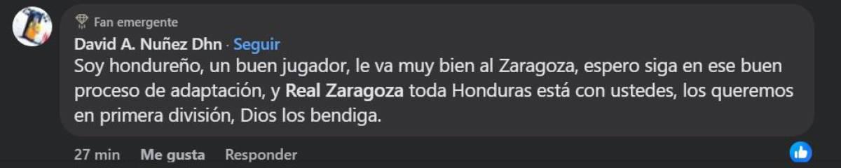 Kervin Arriaga es nombrado Jugador del Mes; esto dicen en Zaragoza y en Honduras