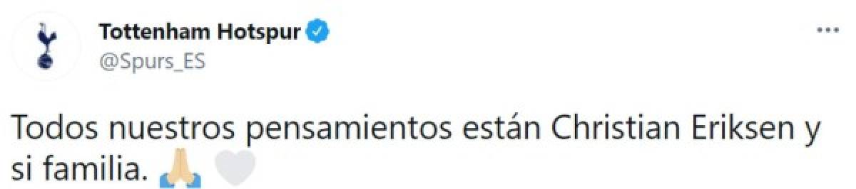 El mundo del fútbol se solidariza con Christian Eriksen