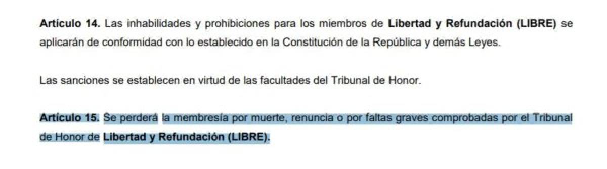 ¿Los estatutos de Libre contemplan la expulsión de los diputados que votaron por Jorge Cálix?