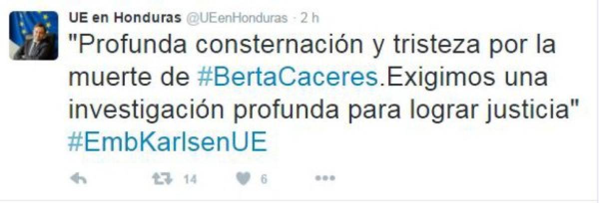 EE UU exige se aplique todo el peso de la ley por crimen de Berta Cáceres