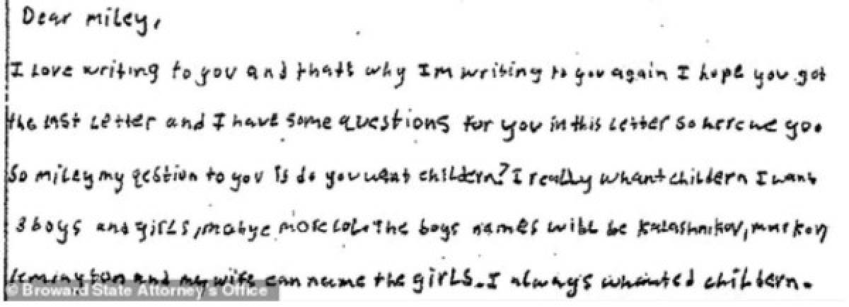 Revelan las cartas de amor que el asesino de Parkland le escribía a una joven inglesa