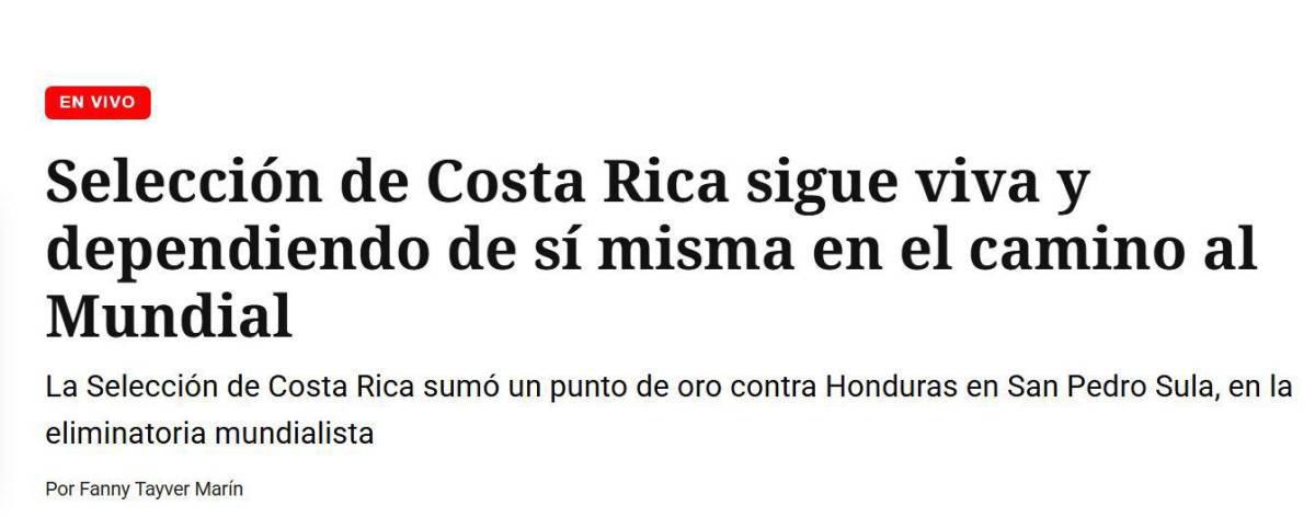 Fallaron a la afición Mal punto: Reacción de la prensa tras empate Honduras vs Costa Rica