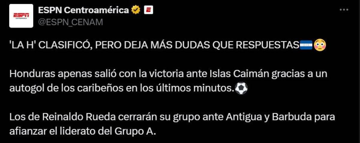 ¡No los perdonan! Así reaccionan los medios tras partido de Honduras ante Islas Caimán