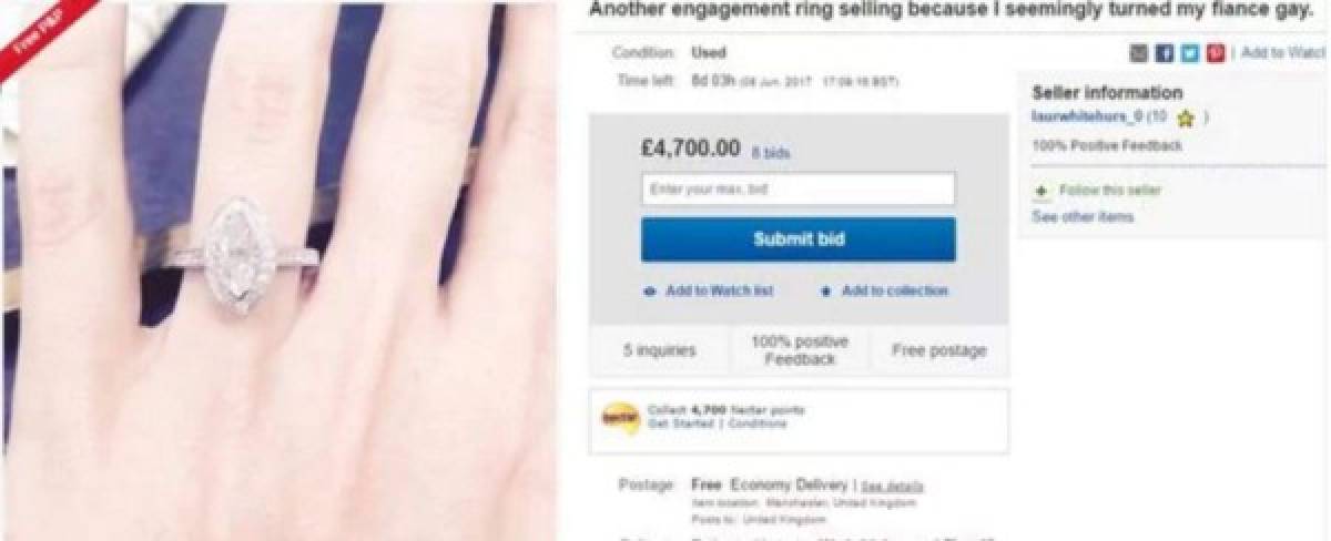 Descubrió perturbador secreto de su novio y vendió su anillo de compromiso en eBay