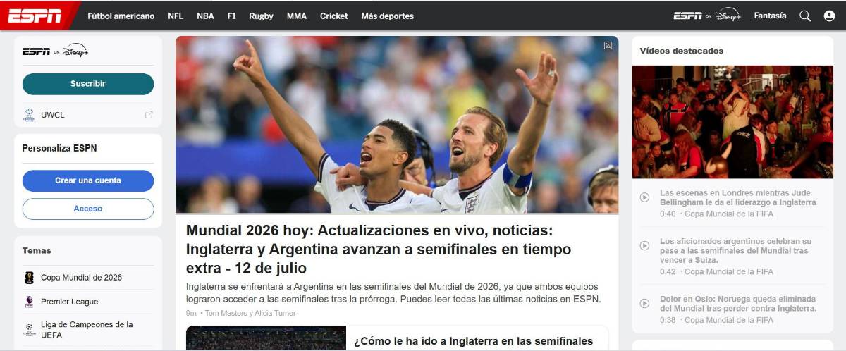 Lo que dicen en Inglaterra al confirmarse semifinal ante la Argentina de Messi