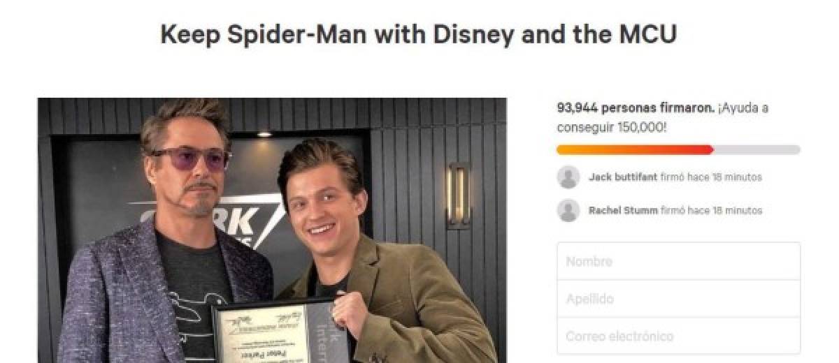 Petición para que Spider Man siga MCM. Foto Captura Change.Org