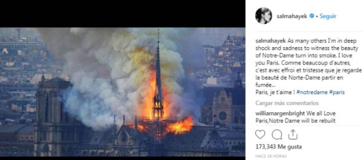 Fotos: Famosos que reaccionaron ante el incendio de la catedral de Notre Dame