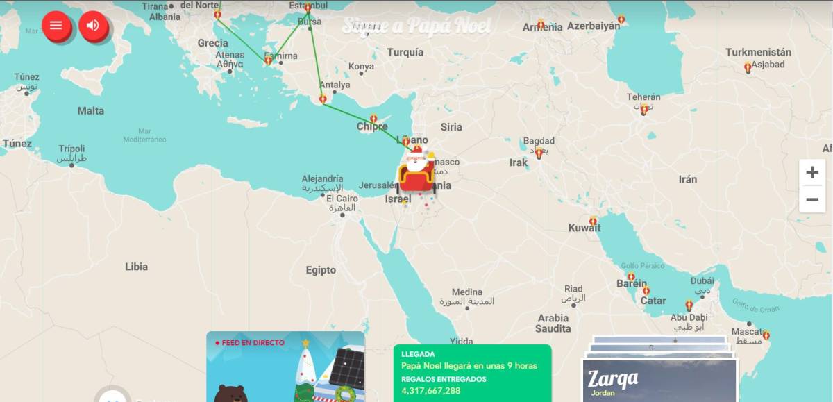 Mira en vivo el recorrido de Santa Claus por el mundo en Navidad