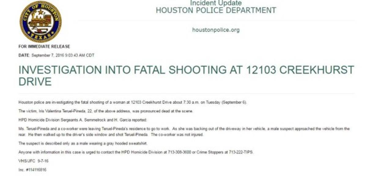 Hondureña fue asesinada vilmente cuando se dirigía a su trabajo en la ciudad de Houston