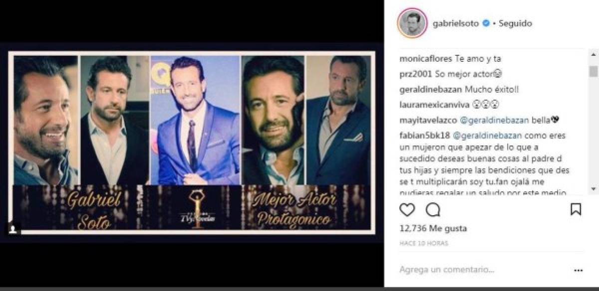 Captura de pantalla tomada del Instagram de Gabriel Soto en donde se leé el mensaje.