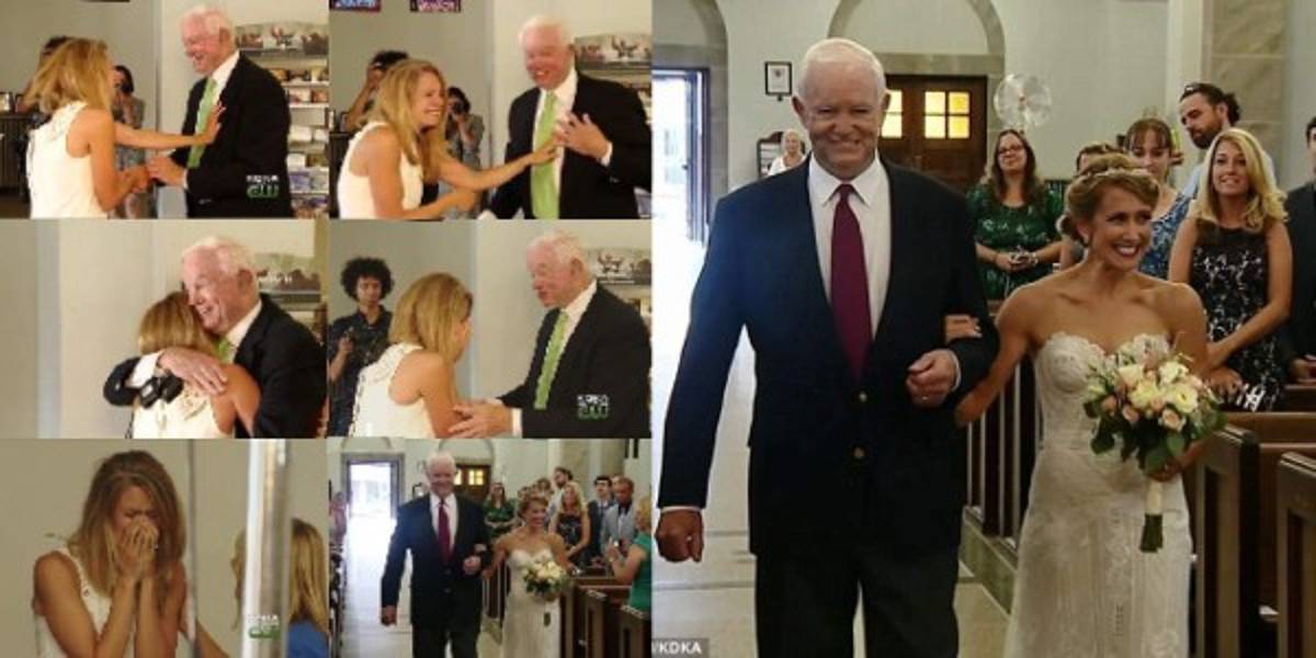 Novia va al altar del brazo del hombre al que su padre donó el corazón (Fotos: Redes)