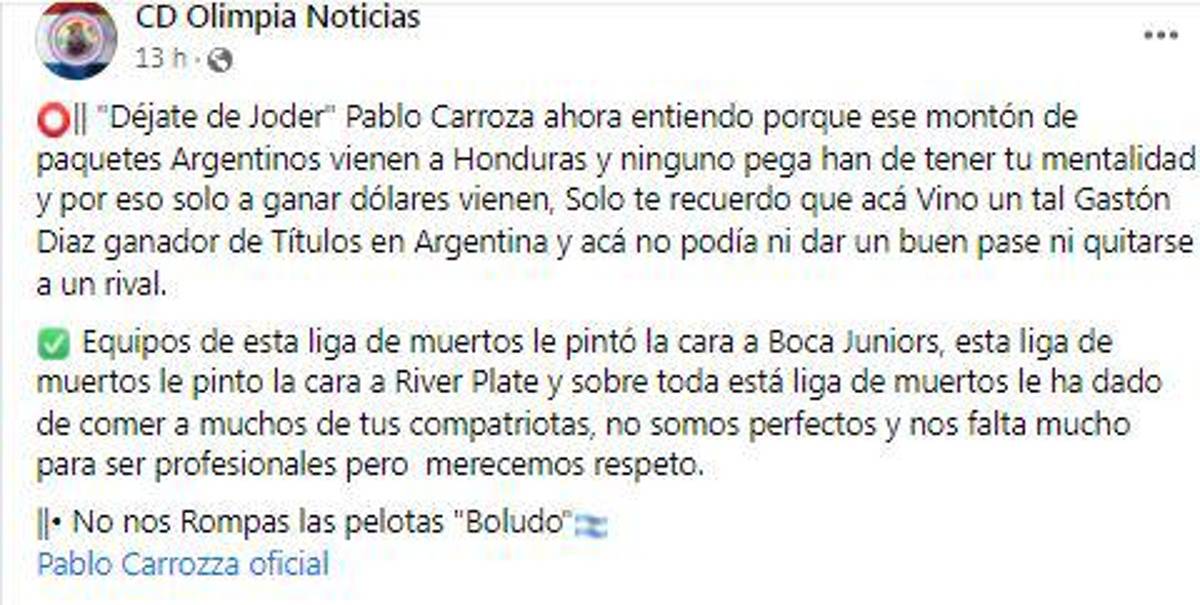 Periodista argentino: “La liga hondureña es tan profesional como alquilar una canchita”