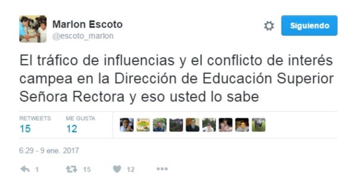 Marlon Escoto se descarga contra Julieta Castellanos en Twitter