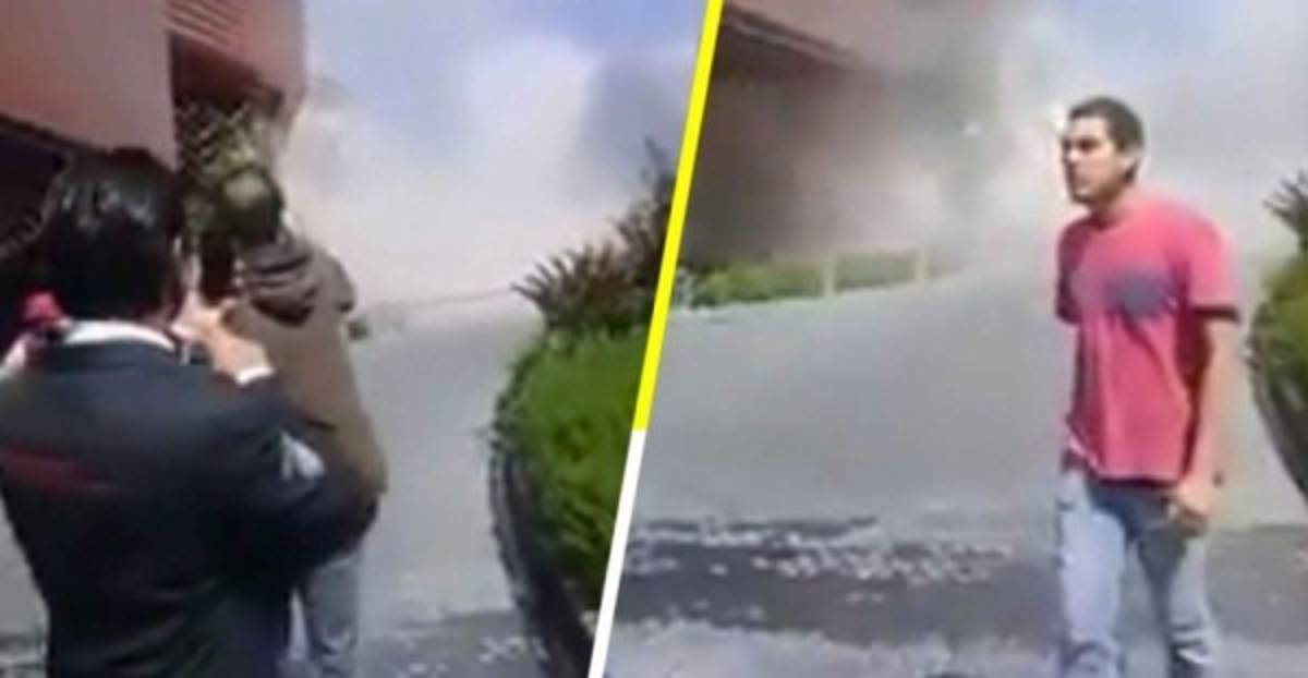 El misterioso 'fantasma' de camiseta roja que apareció durante derrumbe de Artz Pedregal