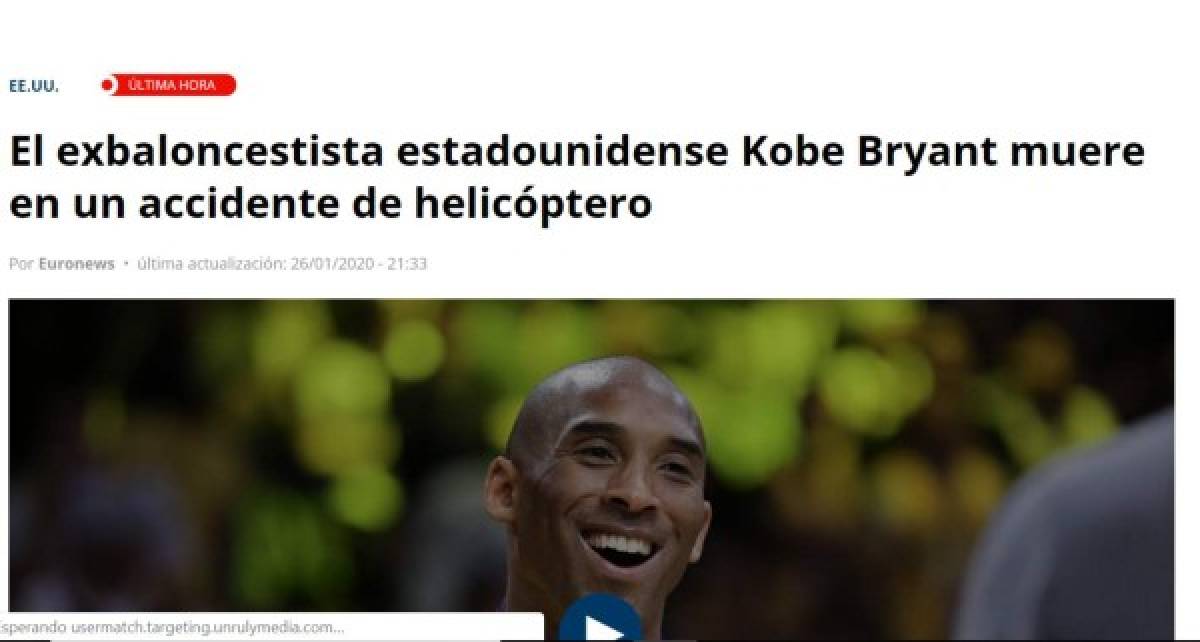 El mundo conmocionado por muerte de Kobe Bryant: Así informaron los medios