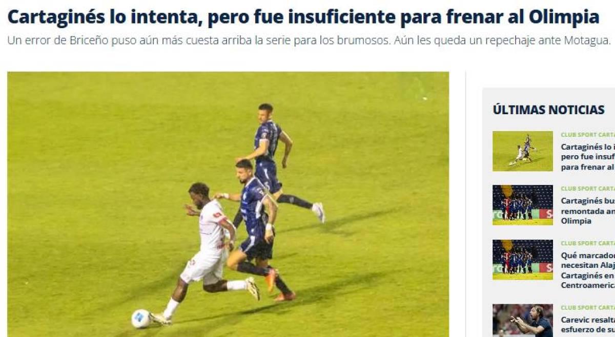 Así reaccionaron los medios de Costa Rica luego de que Olimpia eliminara a Cartaginés