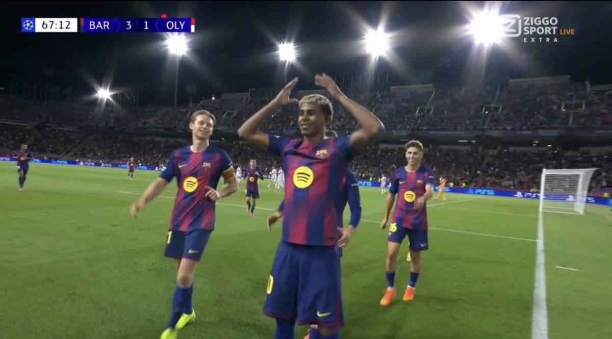 Polémica arbitral a favor de Barcelona en Champions, beso de Yamal, MVP del partido y niño deslumbra