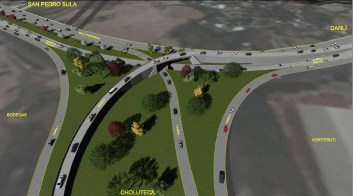 Así lucirá el proyecto en el anillo periférico, a la altura de la aldea La Cañada, una vez que esté finalizado. La ejecución de la obra tendrá una duración de dos a tres años e inicia en 2019.